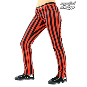 kalhoty gothic BLACK PISTOL Close Pants Stripe Black/Red 26