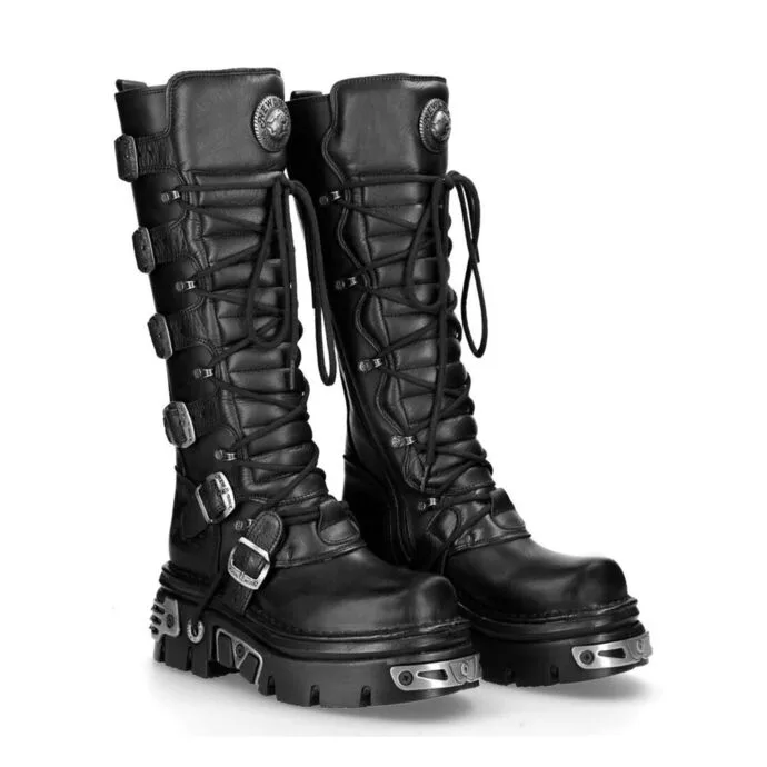 NEW ROCK 6-Buckle Boots (272-S1) Black Černá 38